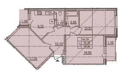Трикімнатні в ЖБ просп. Відрадний, 2 (просп. Комарова, 1)