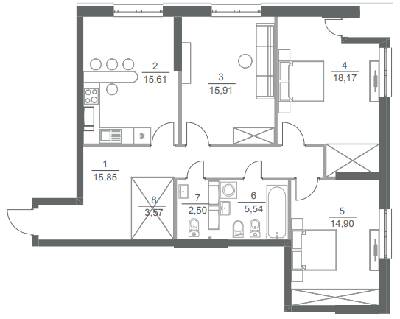 Трикімнатні в ЖК Greenville Park