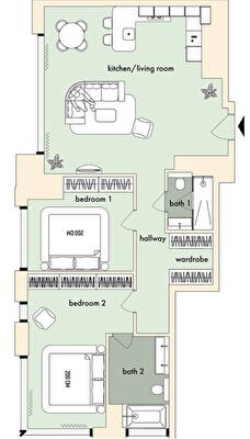 Двокімнатні в ЖК The Resort