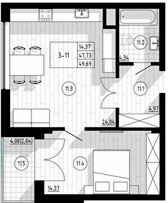 Однокімнатні в Апарт-комплекс COMPASS CENTER