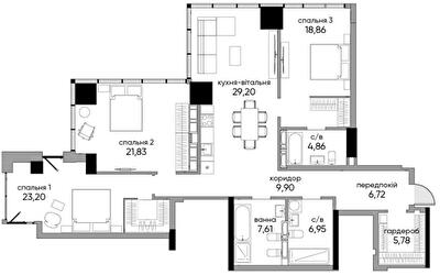 Трикімнатні в БФК A136 Highlight Tower